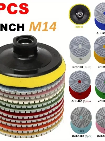 8pcs 4" 100mm Polishing Pad Set, Wet And Dry Use, For Granite, Concrete, Marble, Sanding Disc Set