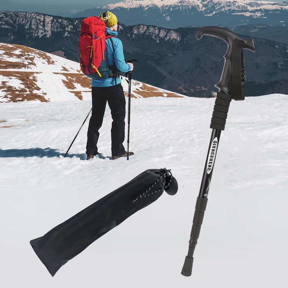 Outdoor Folding Trekkings Pole 4-Section Portable Walking Hiking Telescopic Stick Lightweight - Image 6