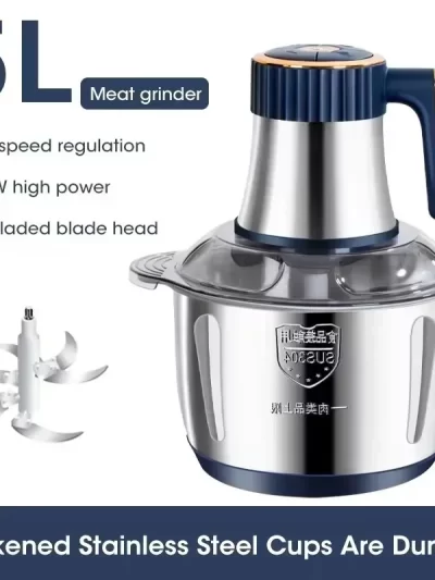 New 5L Stainless Steel Electric Meat Grinder Food Crusher