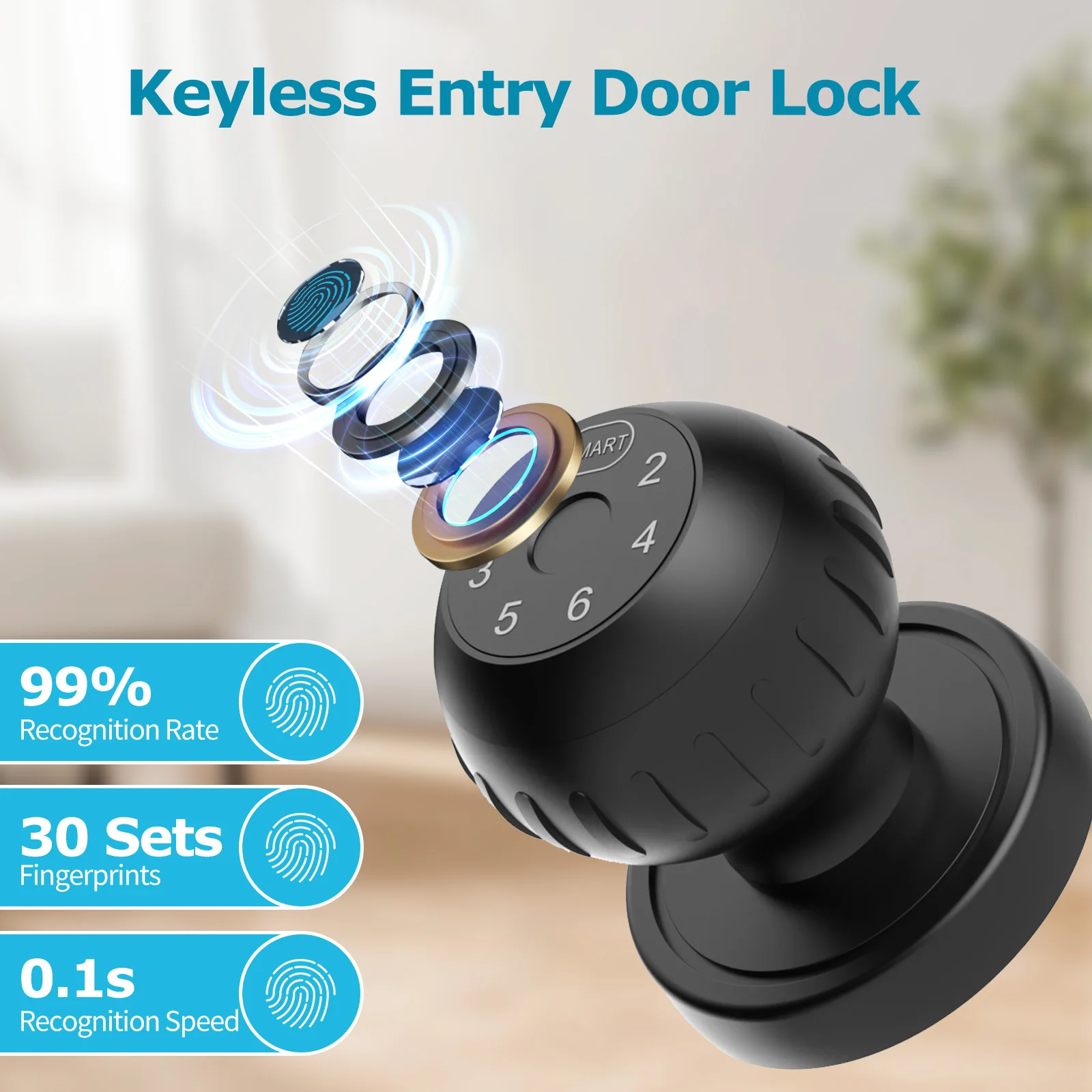 Viladepot Smart Lock Fingerprint Door Lock App Control Passcode Unlock Electronic Touchscreen Keypad Indoor - Image 2