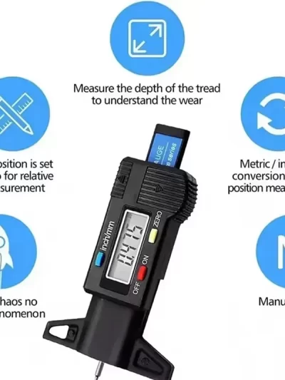 Tire Tread Gauge LCD 2Pcs Depth Gauge Tread Measurement Tool