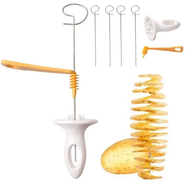 1Set Stainless Steel Plastic Rotate Potato Slicer Twisted Potato Spiral Slice Cutter - Image 3
