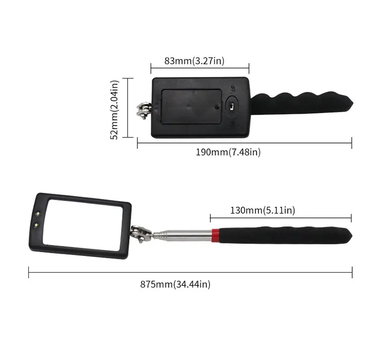 Automobile Chassis Endoscope 360°Telescoping Mirrors Angle LED Light Magnification Inspection Mirror - Image 14