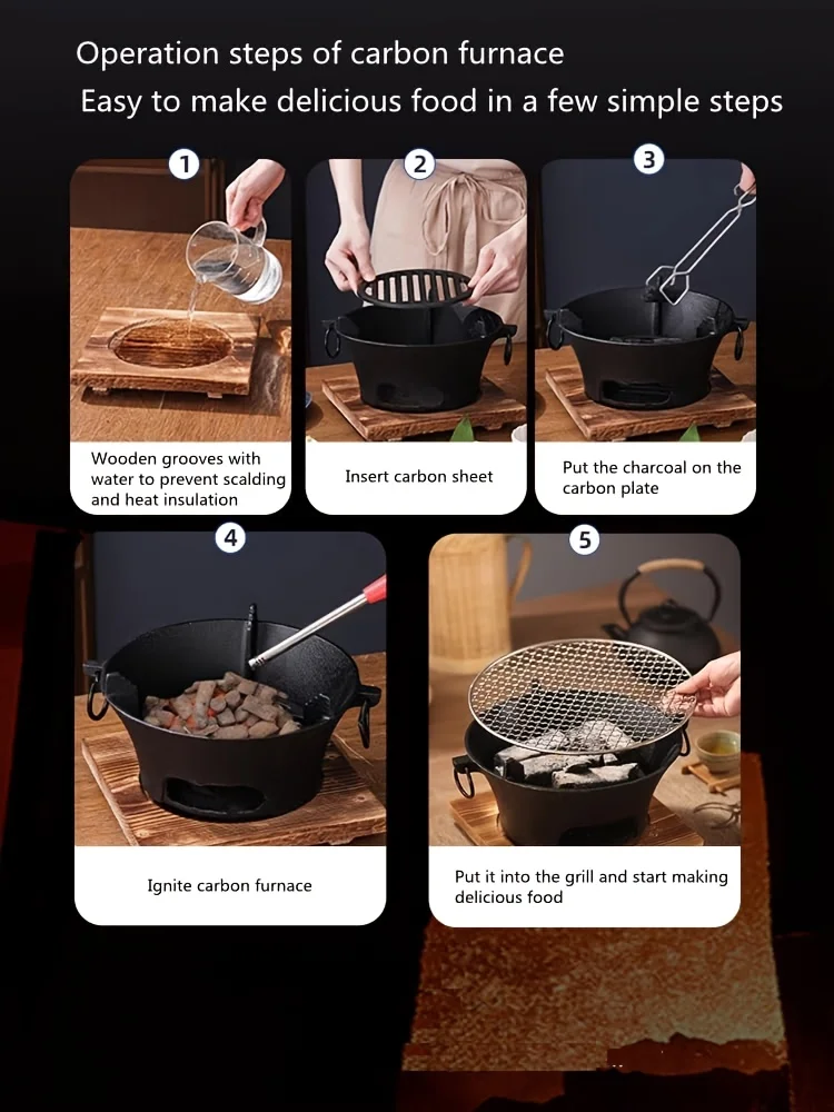 Round barbecue grill, portable camping stove, picnic barbecue party stove - Image 7