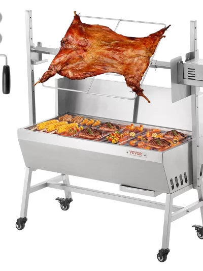 SucceBuy 35inch Rotisserie Grill Electric Motor Charcoal Spit Grill Stainless Steel Roaster