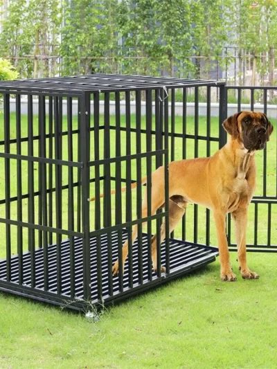 XXL Large Heavy Duty Dog Crate Strong Pet Cage Tear Resistant Square Tube Metal Kennel