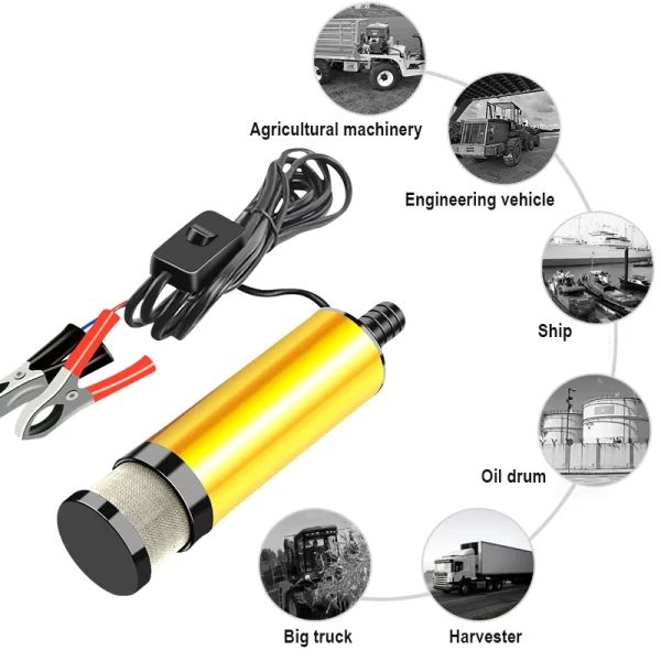 Portable Mini 12V 24V DC Electric Submersible Pump For Pumping Diesel Oil Water Aluminum Alloy Shell 12L/min Fuel Transfer Pump - Image 9