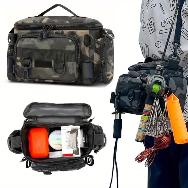 A practical fishing gear bag - canvas waist bag crossbody shoulder bag - Image 7