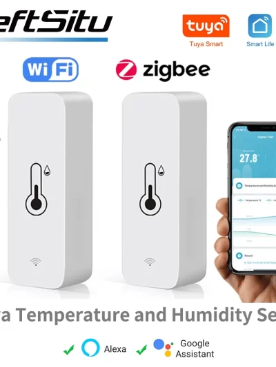 Tuya WiFi Zigbee Temperature Humidity Sensor Smart Home Indoor Hygrometer APP Monitoring Work with Google Home SmartLife Alexa
