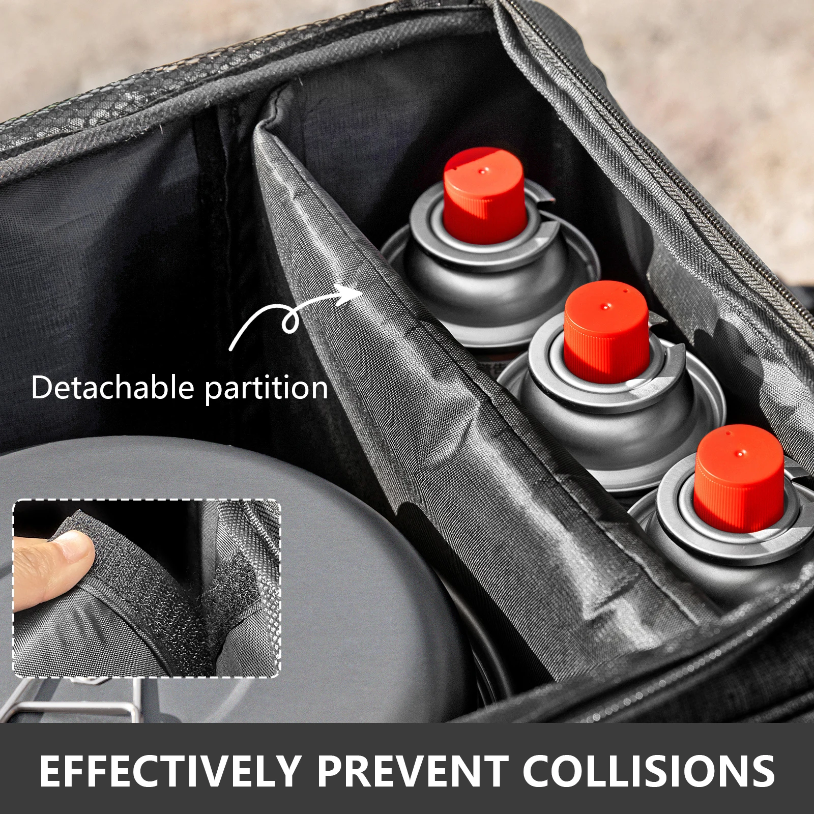 BISINNA Outdoor Camping Bag 26L Folding Gas Tank Storage Bag Picnic Cookwre Container Camp Supplies Adjustable Partition - Image 3