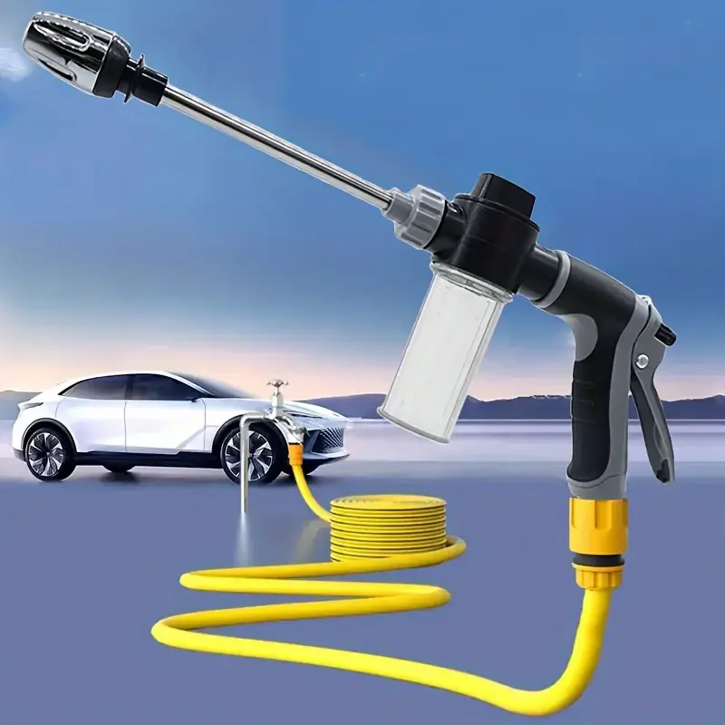 High Pressure Car Wash Foam Gun With Long Handle - Adjustable Nozzle For Cleaning,