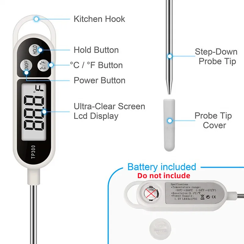 Food Thermometer Digital Real-Time Reading Meat And Beverage Thermometer With LCD Display And Probe Electronic Kitchen Thermomet - Image 11