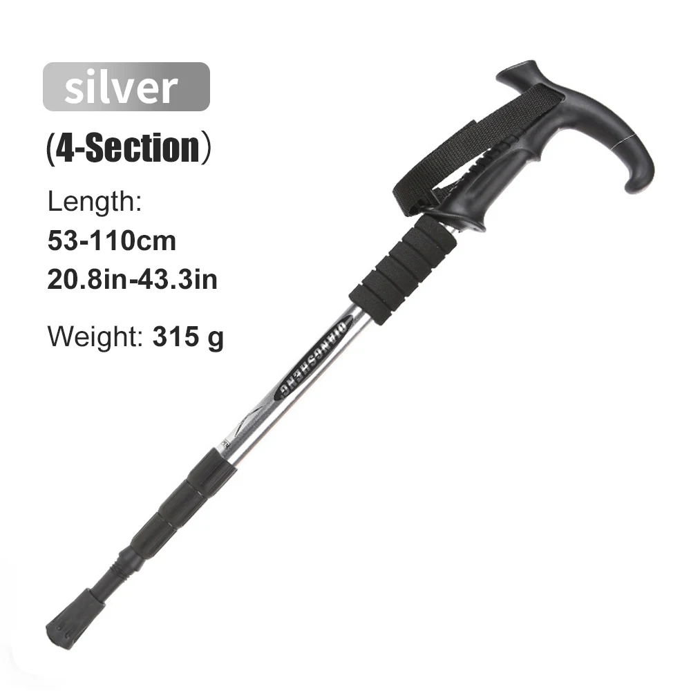 Outdoor Folding Trekkings Pole 4-Section Portable Walking Hiking Telescopic Stick Lightweight - Image 7
