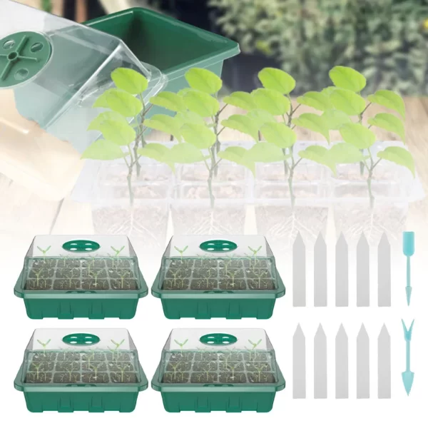 4Pcs Mini Greenhouse 12 Compartments Indoor Greenhouse Propagation Greenhouse Nursery Box With Air Vent - Image 12