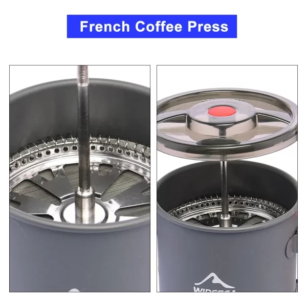 Widesea Camping Coffee Pot with French Press Outdoor Cup Mug Cookware - Image 3