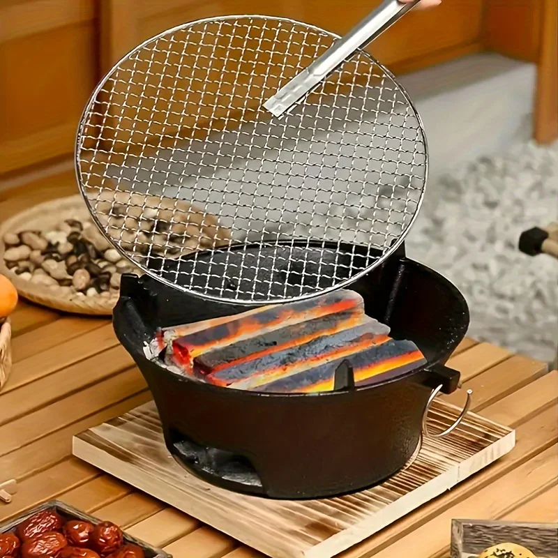 Round barbecue grill, portable camping stove, picnic barbecue party stove - Image 3
