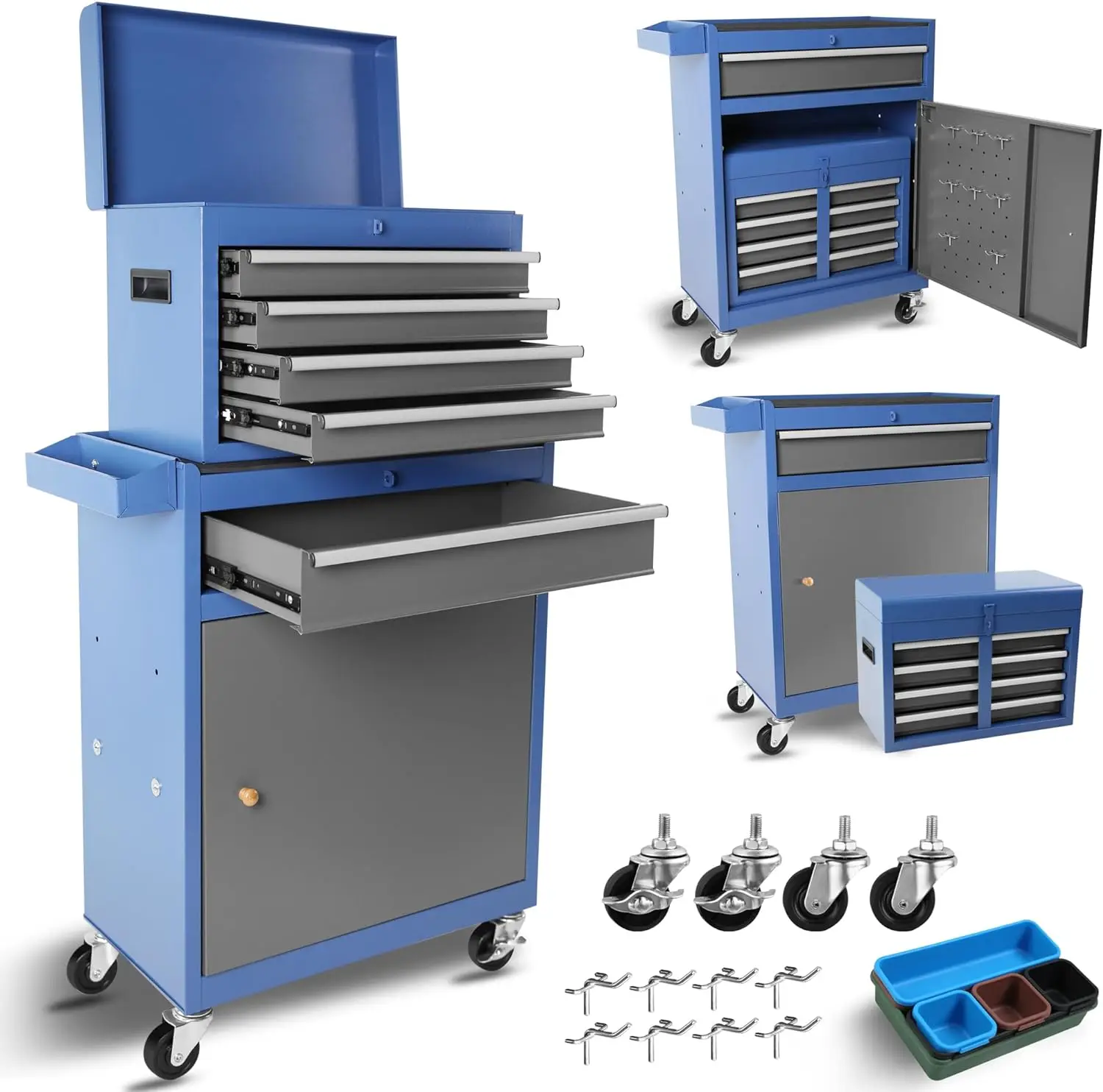 Roller cabinet with 5 drawers removable top box with inner lining adjustable shelf locking mechanism - Image 8