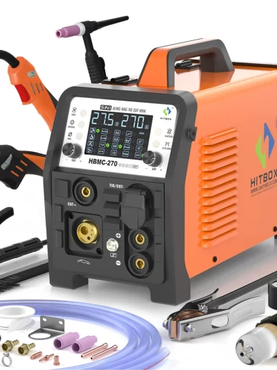HITBOX 6 in 1 270A Aluminum Welding Machine MMA/Gas MIG/Gasless MIG/HF TIG/Cut Digital Screen 2T 4T Inverter Welder Stainless