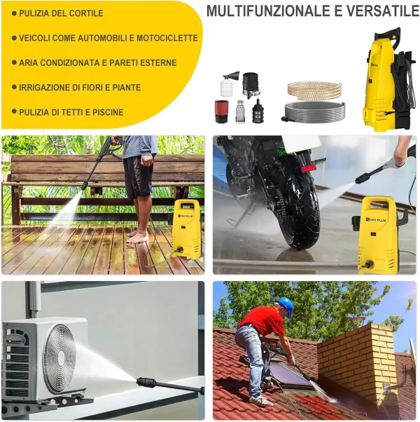 Electric High Pressure Washer 1600W,120bar,380l/h Adjustable Lance from 0 to 180°,7m Flexible Hose - Image 4