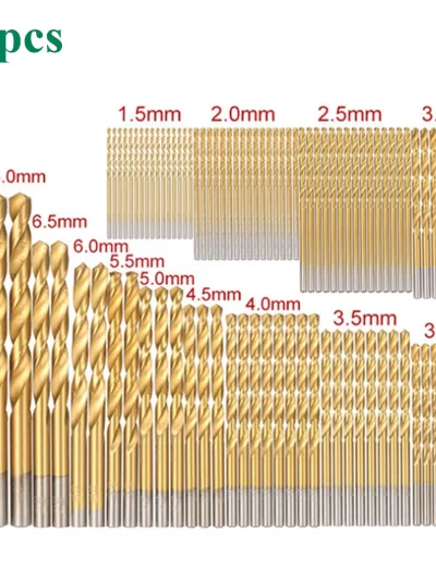 99Pcs 1.5mm - 10mm Titanium Coated Drill Bits HSS High Speed Steel Drill Bits Set