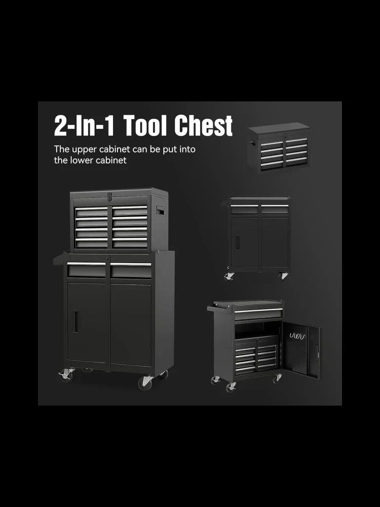 Roller cabinet with 5 drawers removable top box with inner lining adjustable shelf locking mechanism - Image 17