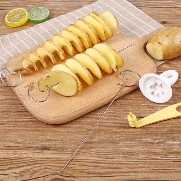 1Set Stainless Steel Plastic Rotate Potato Slicer Twisted Potato Spiral Slice Cutter - Image 4