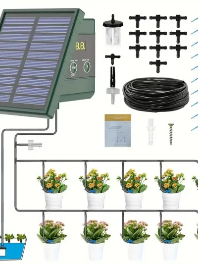 1pc DIY Solar-Powered Automatic Drip Irrigation System  for Raised Beds Greenhouses Vegetable Gardens Balcony Hanging Plants