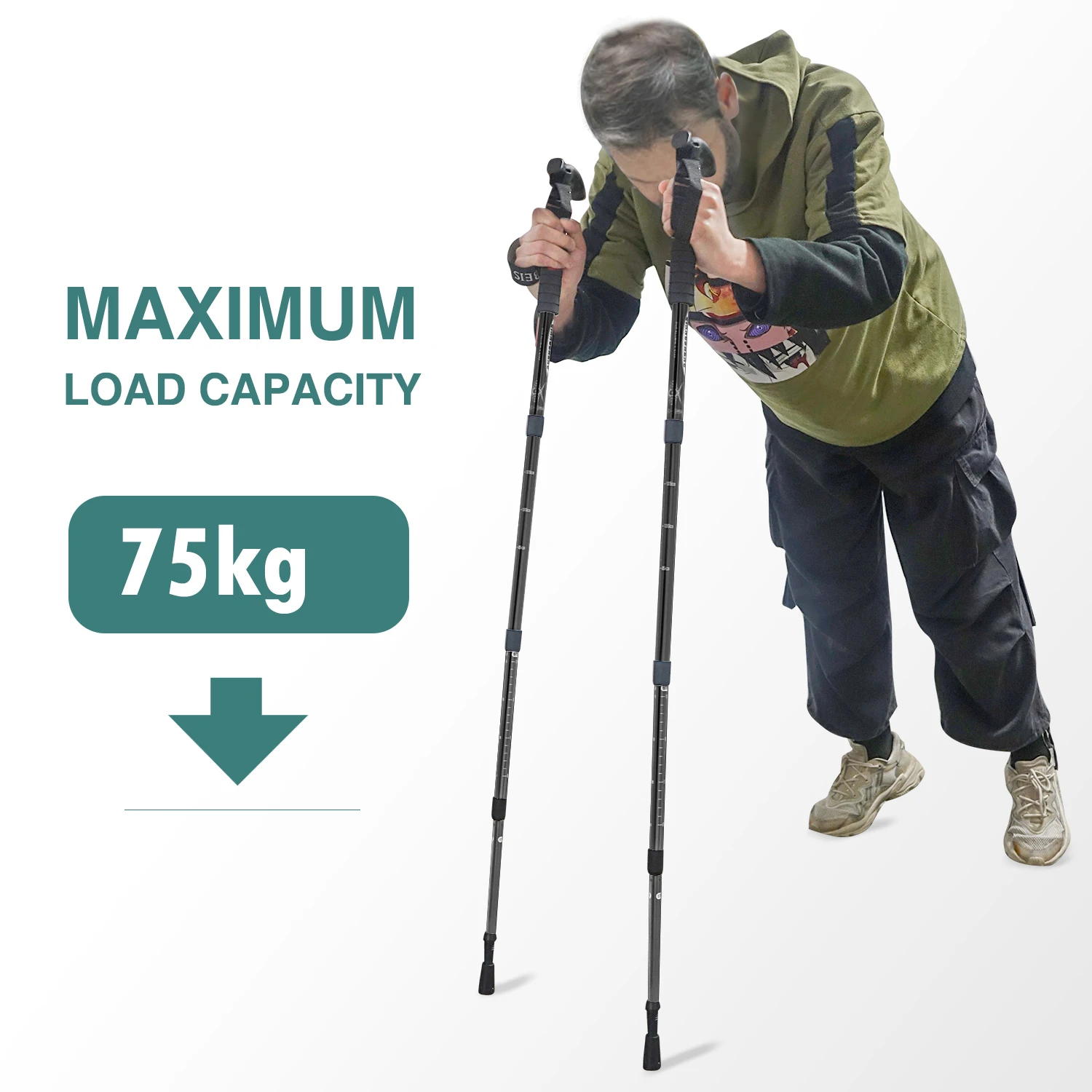 Outdoor Folding Trekkings Pole 4-Section Portable Walking Hiking Telescopic Stick Lightweight - Image 5