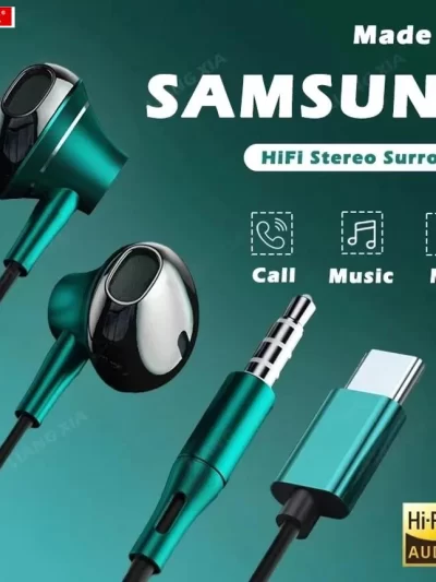 #Type C Headphones HiFi Bass Stereo Volume Control Headset With HD Mic 3.5mm Wired Earbuds For iPhone15/Samsung Galaxy Earphones