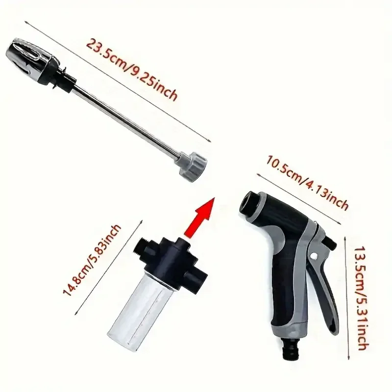 High Pressure Car Wash Foam Gun With Long Handle - Adjustable Nozzle For Cleaning, - Image 2