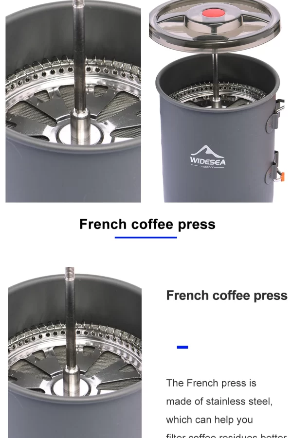 Widesea Camping Coffee Pot with French Press Outdoor Cup Mug Cookware - Image 10