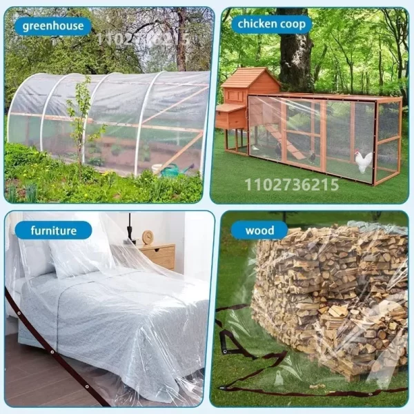 Thicken Transparent Waterproof Tarpaulin Garden Rainproof Clear Poly Tarp Plant Cover Insulation Shed Cloth with Grommets - Image 5