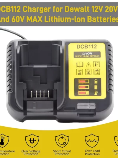 DCB112 2A Lithium Battery Charger For Dewalt 10.8V 12V 14.4V 18V 20V DCB206 DCB205 DCB204 DCB203 DCB120,DCB107 DCB115 DCB105
