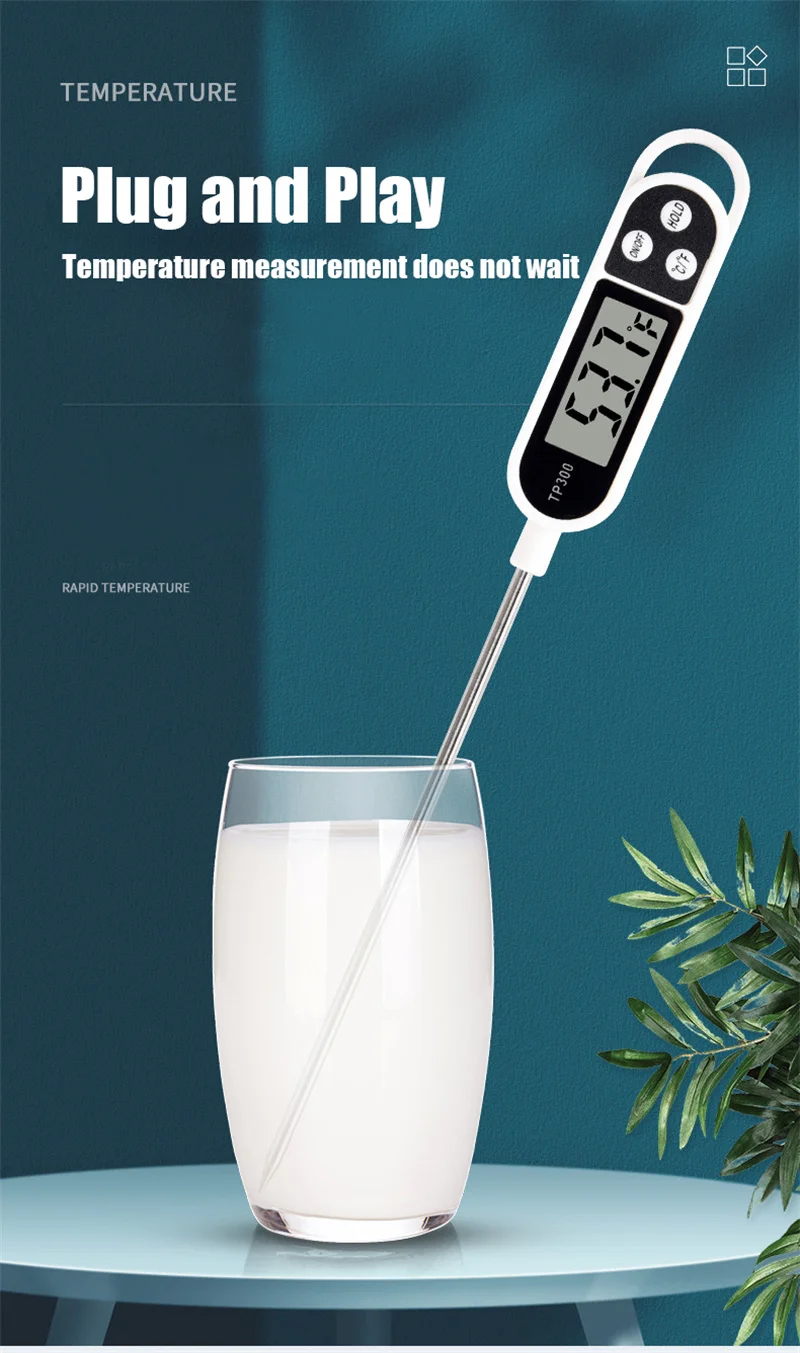 Food Thermometer Digital Real-Time Reading Meat And Beverage Thermometer With LCD Display And Probe Electronic Kitchen Thermomet - Image 8