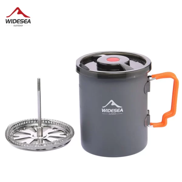 Widesea Camping Coffee Pot with French Press Outdoor Cup Mug Cookware - Image 2