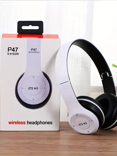 P47 Bluetooth 5.0 Wireless Headphone Foldable HIFI Stereo Bass Earphone Kid Helmet Gift With Mic USB Adaptor For iPhone Game