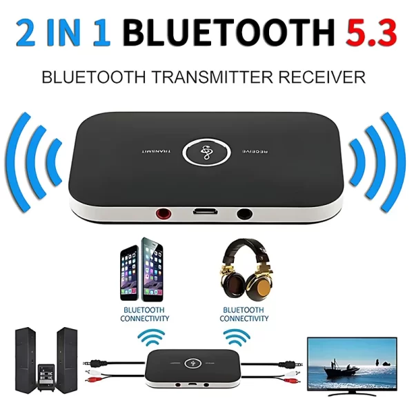 B6 2 IN 1 Bluetooth 5.3 Audio Transmitter Receiver 3.5mm AUX Jack RCA USB Dongle Music Wireless Adapter For Car PC TV Headphone - Image 9