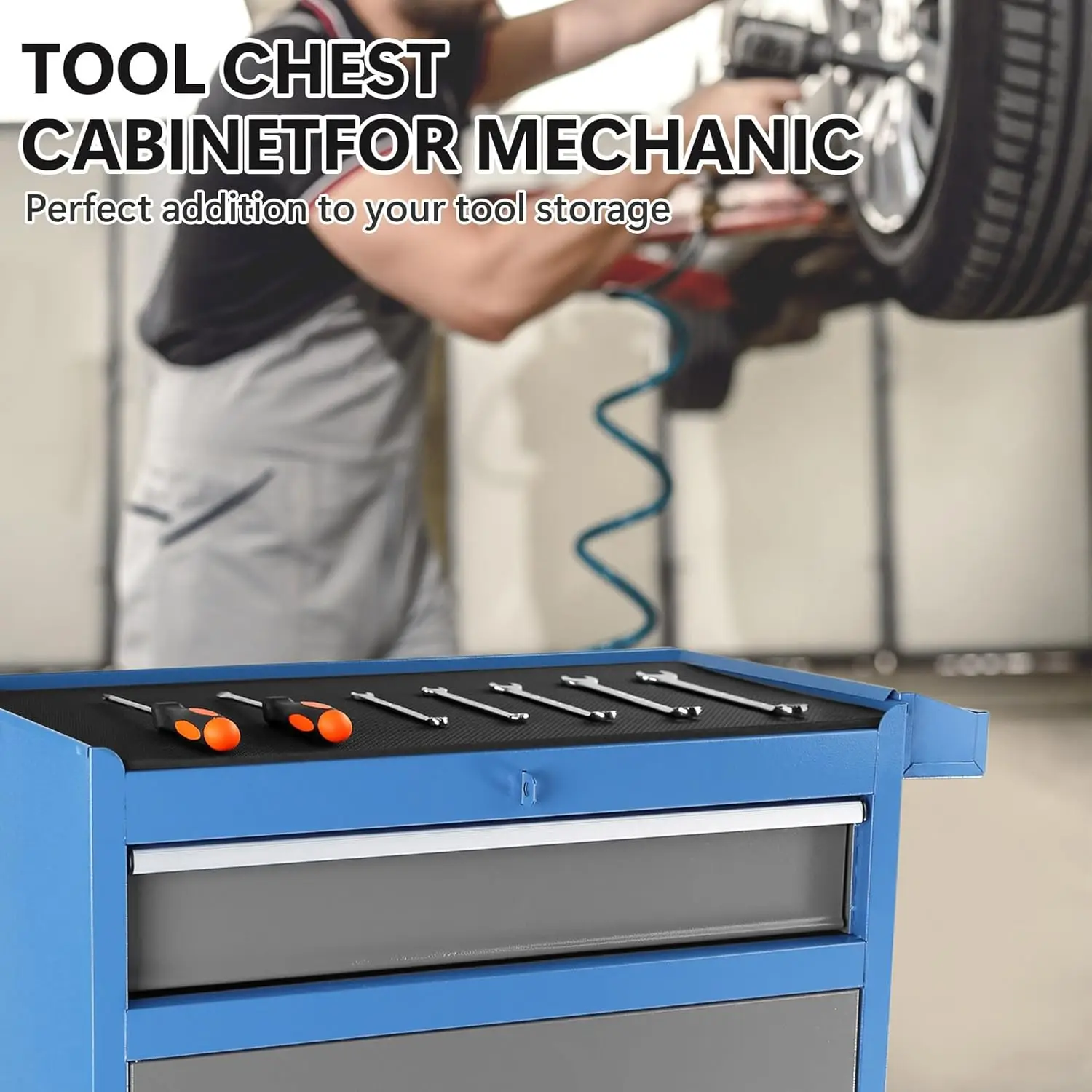 Roller cabinet with 5 drawers removable top box with inner lining adjustable shelf locking mechanism - Image 16