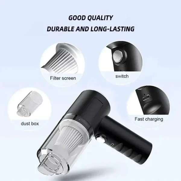 Portable Wireless Car Vacuum Cleaner Wireless Vacuum Cleaner Dual Use for Home and Car 120W - Image 2