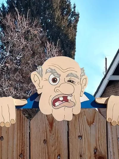 Garden Illustration Fence Decoration Funny Old Man/Lady Outdoor Yard Art Sign