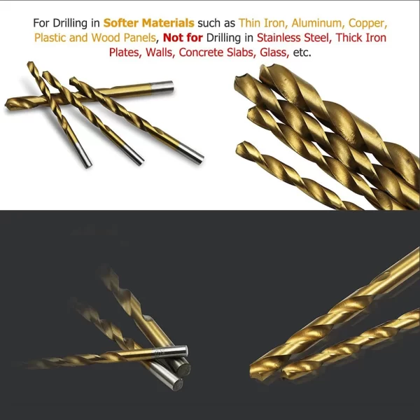 99Pcs 1.5mm - 10mm Titanium Coated Drill Bits HSS High Speed Steel Drill Bits Set - Image 6