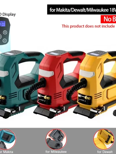 Electric Air Pump Powered Inflator Cordless Car Tire Air Compressor Inflatable Pump Fit Makita/Dewalt/Milwaukee 18V No Battery