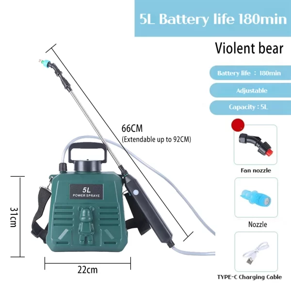 Shoulder-type electric pesticide sprayer 2000mAh lithium battery comes with bucket USB charging - Image 8