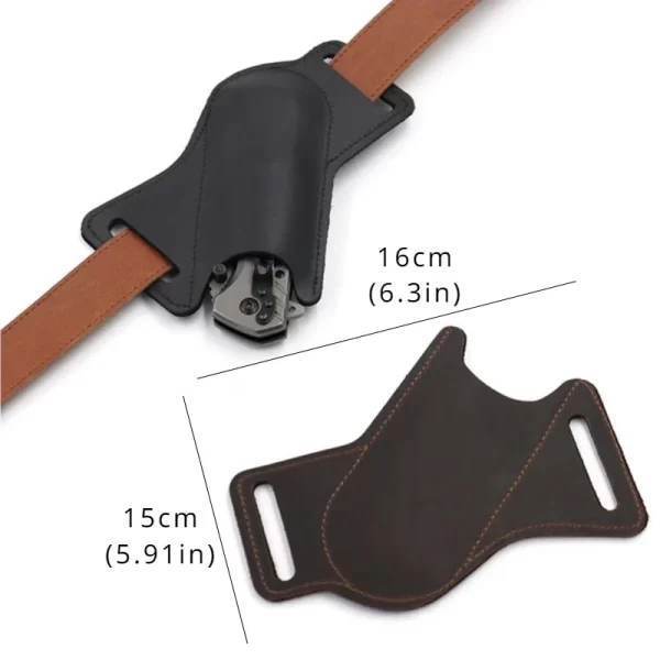 1pcs Leather Anti-scratch Storage Sheath Folding Flick Knife Waist Belt Clip - Image 4