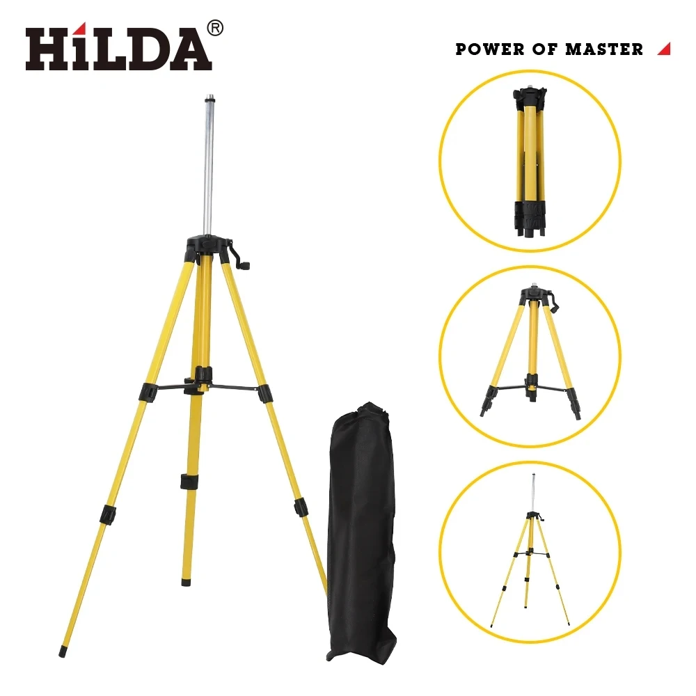 HILDA 1.2M/1.5M 5/8 Inch Adjustable Height Thick Ferroalloy Tripod Laser Level Stand Base for Self Leveling - Image 3