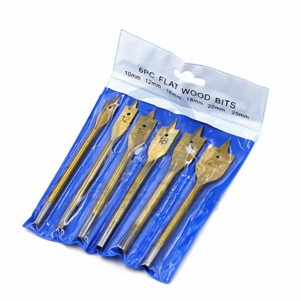 6 Pcs Spade Drill Bit Set Paddle Flat Bits 10/12/16/18/20/25mm - Image 2