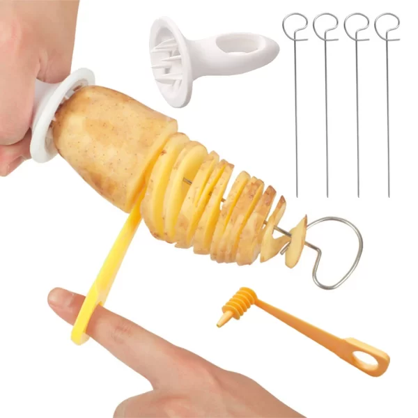 1Set Stainless Steel Plastic Rotate Potato Slicer Twisted Potato Spiral Slice Cutter