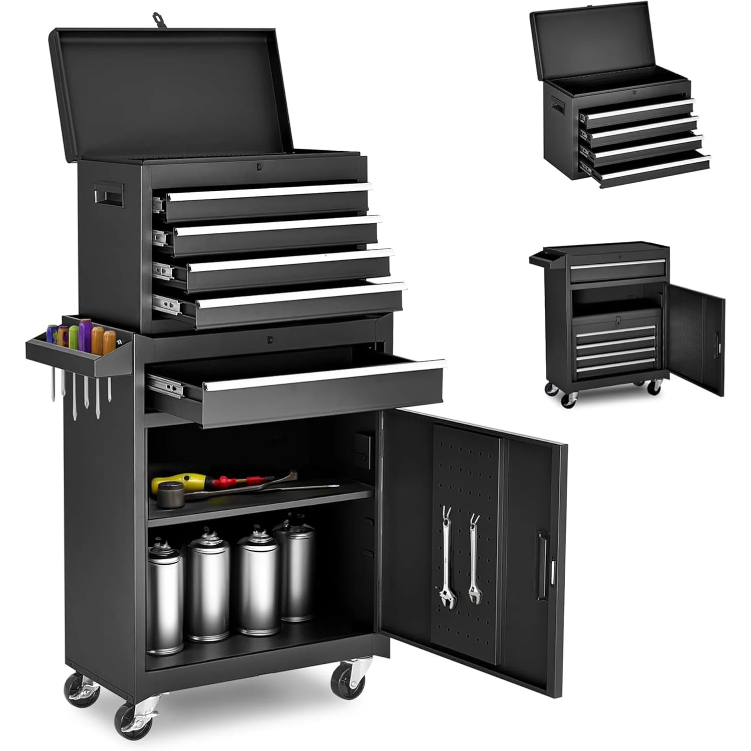 Roller cabinet with 5 drawers removable top box with inner lining adjustable shelf locking mechanism - Image 10