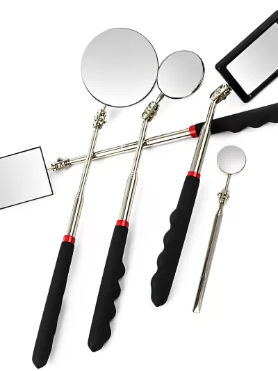 360° Inspection Mirror LED Light Telescoping Mirrors Extend Mechanic Tools Inspection Mirror Telescopic Handle