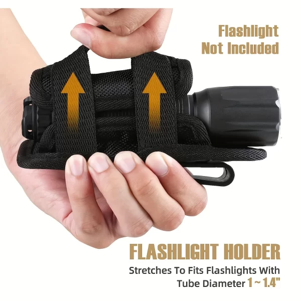 Tactical Flashlight Pouch Holster, Rotatable Holder Belt Clip Tactical Torch Carry Case - Image 2